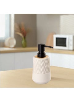 Happy Home Round Soap Dispenser with Bamboo Touch Perfect for Kitchen and Bathroom 250ml-White  - Image 3