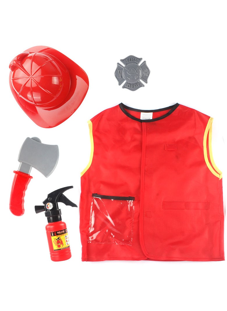 AUTOYSUR - Role Play Set Kids,Toddler Fireman Police Dress up, Fire Pretend Chief Outfit, Firefighter Costume for Kids,Size for 100-130cm - Image 1