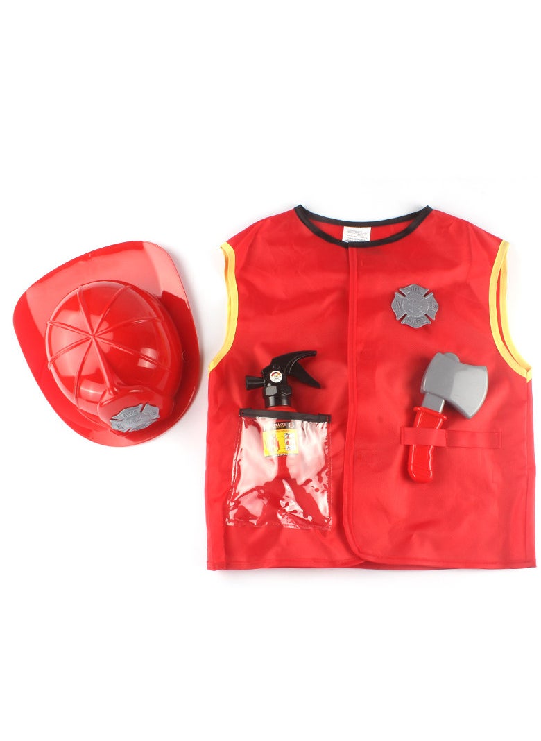 AUTOYSUR - Role Play Set Kids,Toddler Fireman Police Dress up, Fire Pretend Chief Outfit, Firefighter Costume for Kids,Size for 100-130cm - Image 1