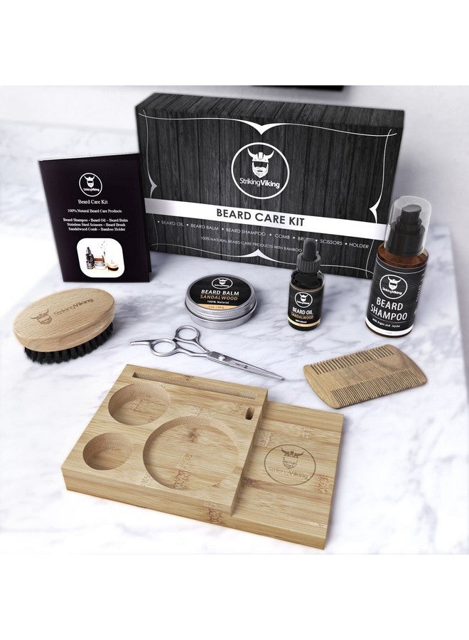 Striking Viking Triking Viking Beard Grooming Kit With Caddy Beard Care Oil And Balm Beard Shampoo Wooden Comb Beard Brush & Trimming Scissors 7 Piece Beard Gift For Men Him Dad - Image 4