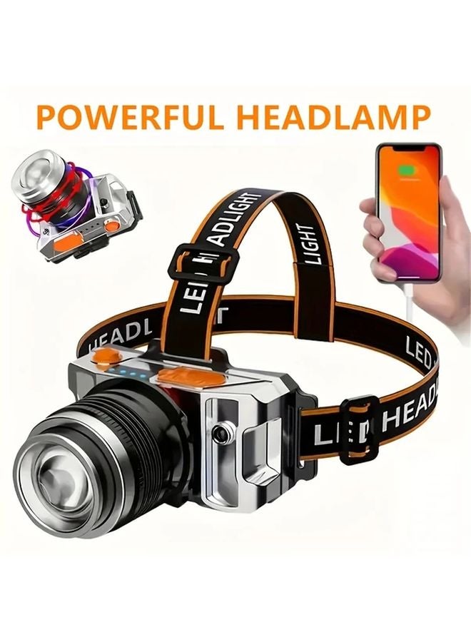 Black HXP50 Rechargeable LED Headlamp Super Bright Headlight For Outdoor Mining - Image 2