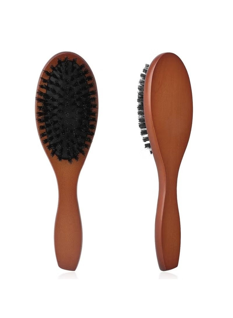 Generic Natural Boar Bristle Solid Wood Detangling Brush, Suitable for Natural, Dry, Wet, Curly, Straight Hair, Unisex (Brown) - Image 1