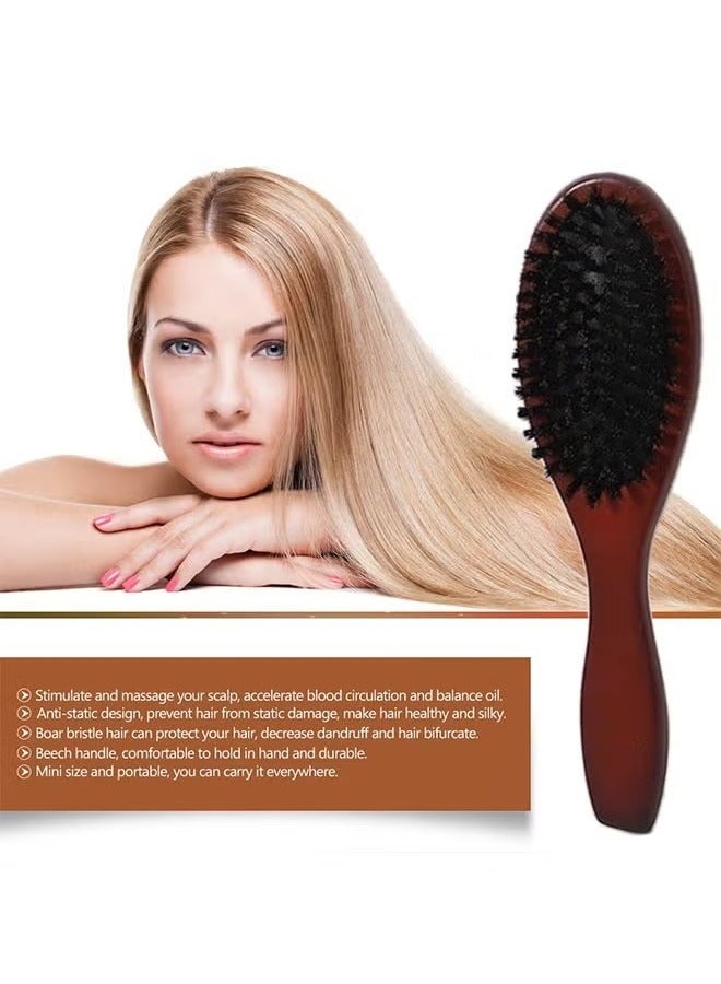 Generic Natural Boar Bristle Solid Wood Detangling Brush, Suitable for Natural, Dry, Wet, Curly, Straight Hair, Unisex (Brown) - Image 3