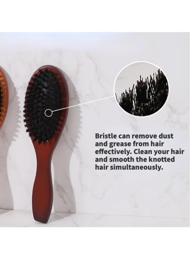Generic Natural Boar Bristle Solid Wood Detangling Brush, Suitable for Natural, Dry, Wet, Curly, Straight Hair, Unisex (Brown) - Image 5