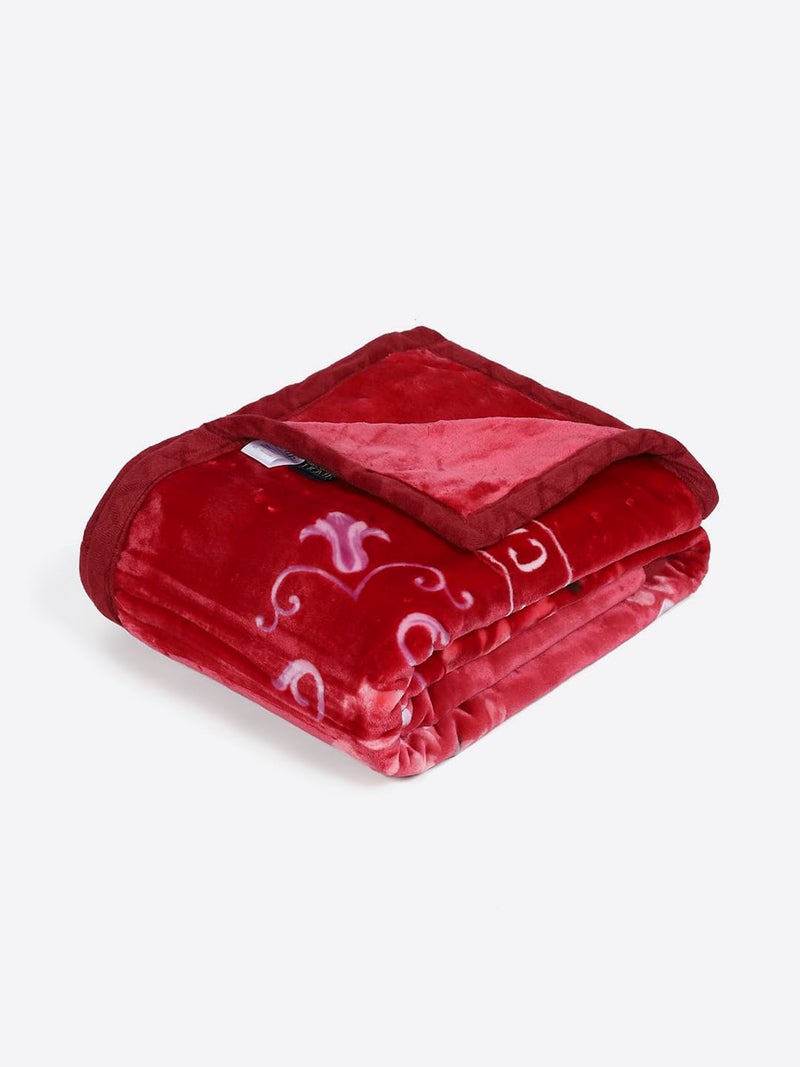 Monte Carlo Single Bed Winter Blanket Impact Plus 1 Ply Super Soft 625 GSM | 2.2 KG (220x160 CM), Red - Image 5