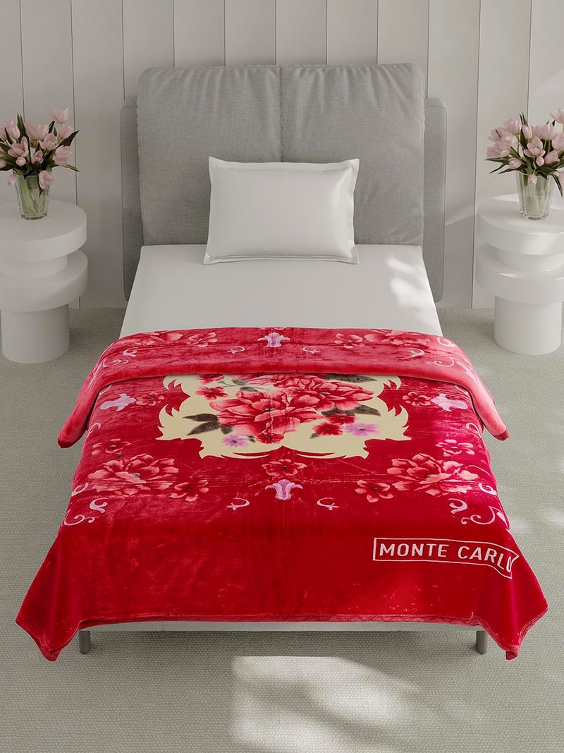 Monte Carlo Single Bed Winter Blanket Impact Plus 1 Ply Super Soft 625 GSM | 2.2 KG (220x160 CM), Red - Image 3