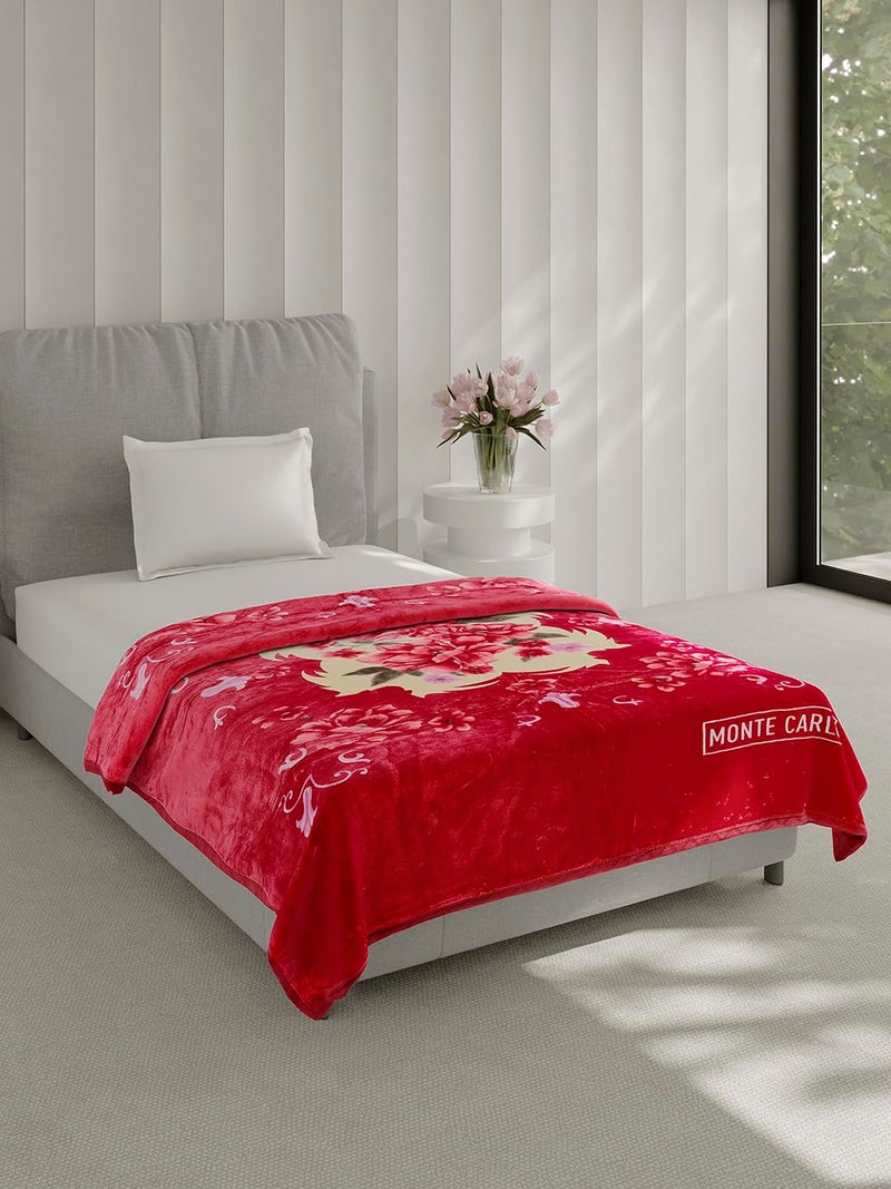 Monte Carlo Single Bed Winter Blanket Impact Plus 1 Ply Super Soft 625 GSM | 2.2 KG (220x160 CM), Red - Image 4