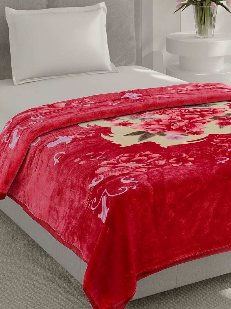 Monte Carlo Single Bed Winter Blanket Impact Plus 1 Ply Super Soft 625 GSM | 2.2 KG (220x160 CM), Red - Image 1