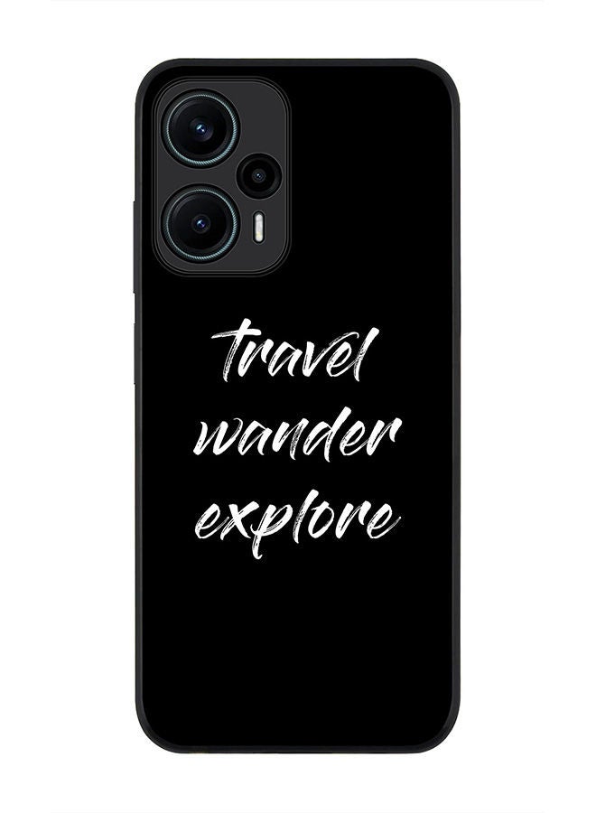 Stylizedd حافظة سوداء متينة لهاتف Xiaomi Poco F5 5G / Xiaomi Redmi Note 12 Turbo 5G - غلاف مرن من TPU مع حواف مطاطية مضادة للسقوط - سفر وتجوال واستكشاف - Image 1