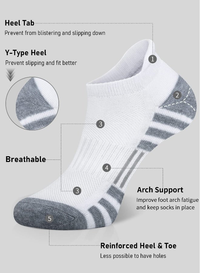 Ankle Athletic Running Socks Cushioned Breathable Low Cut Sports Tab Socks for Men and Women (6 Pairs) - Image 3