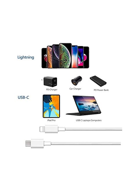 E11 Smile Usb C To Lightning Cable 18 W 6Ft Mfi Certified Fast Charging Syncing Cord For Iphone 12 12 Mini 12 Pro 12 Pro Max 11 Pro 11 Pro Max X Xs Xr Xs Max 8 8 Plus Ipad air pods White