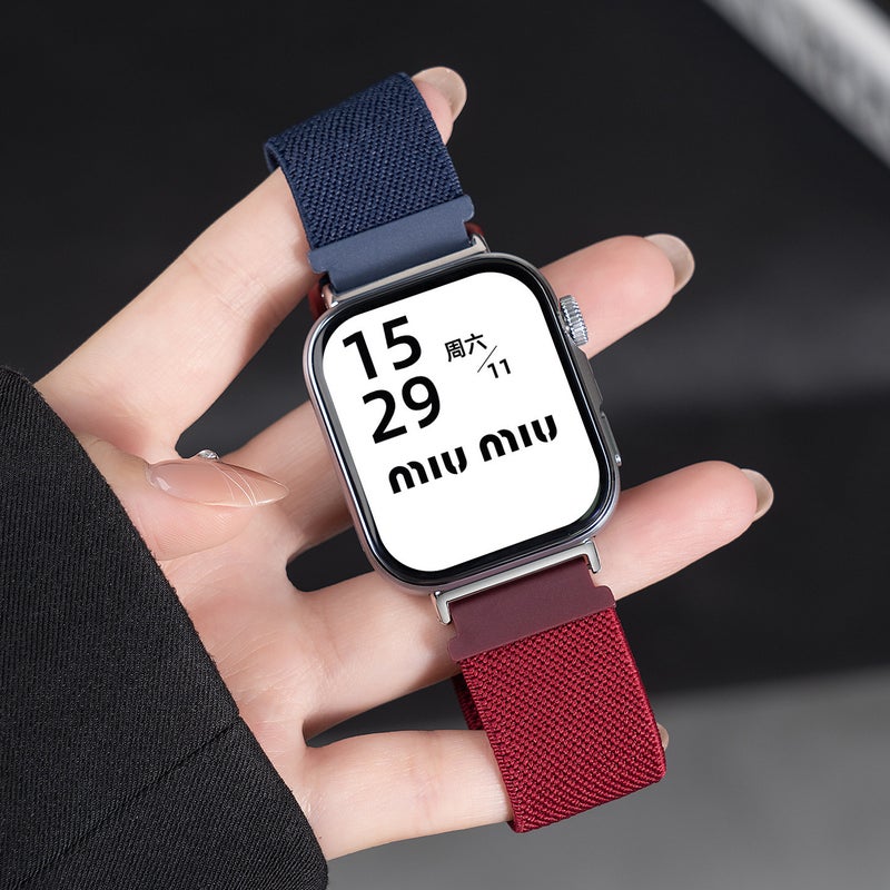 Pink Nylon Loop Strap Smartwatch Band Compatible with Samsung Galaxy Watch 7 Classic with Adjustable Fit Replacement Strap for Daily Wear - NOVA - Image 4