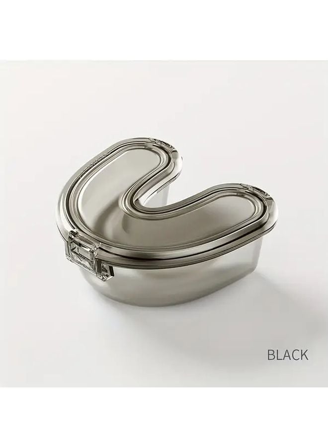 Black U Shaped Denture and Retainer Storage Box with Stent Cup for Cleaning - Image 2