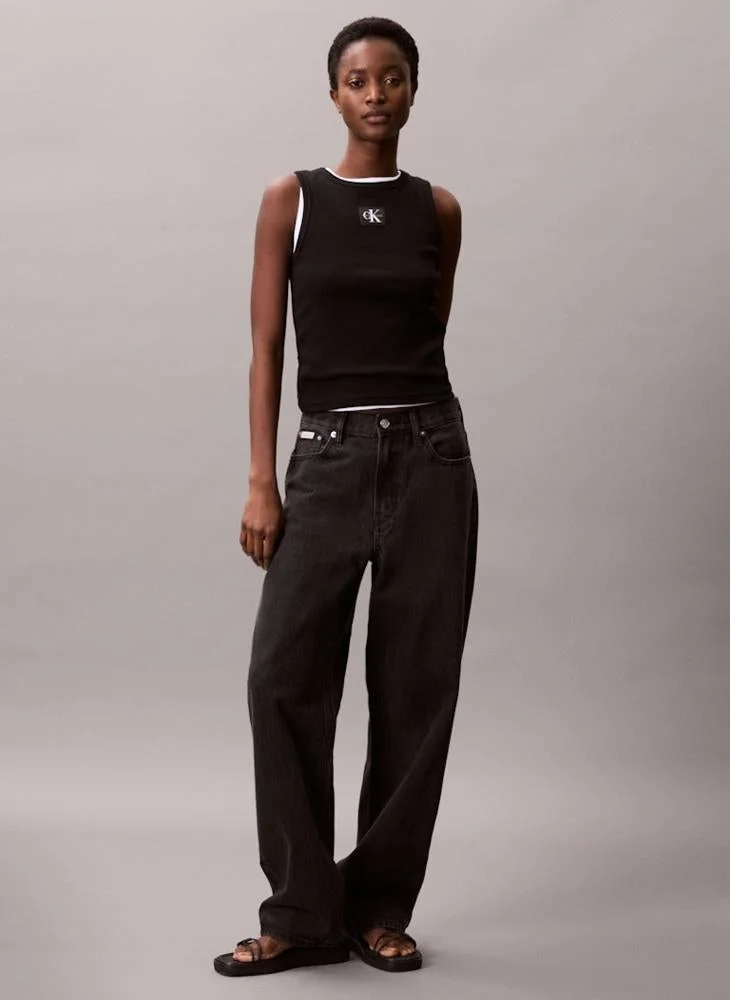 Calvin Klein Jeans  Monologo Label Ribbed Tank Top for Women | Best Price UAE