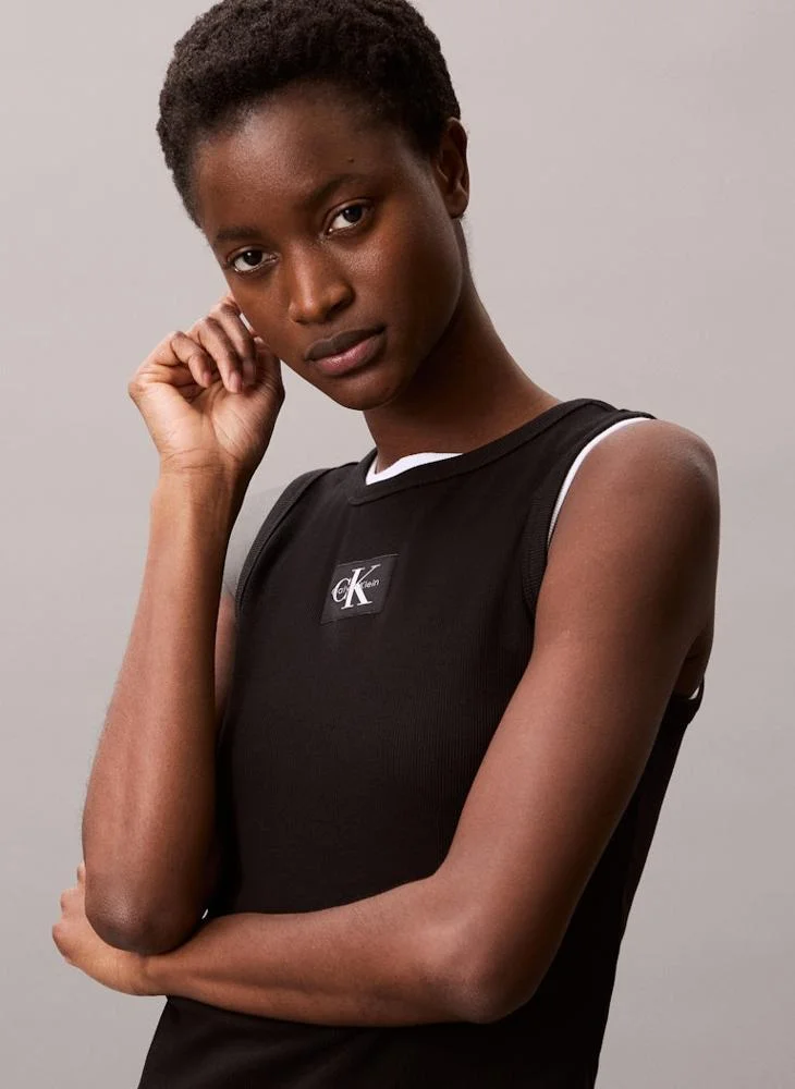 Calvin Klein Jeans  Monologo Label Ribbed Tank Top for Women | Best Price UAE