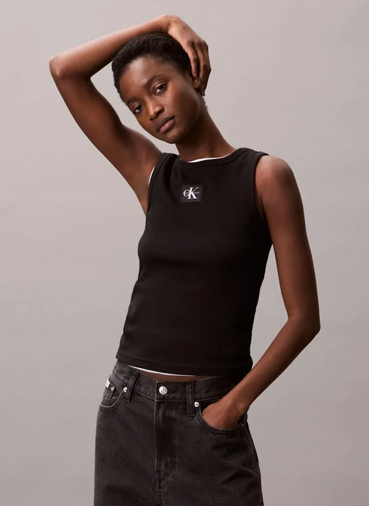Calvin Klein Jeans  Monologo Label Ribbed Tank Top for Women | Best Price UAE