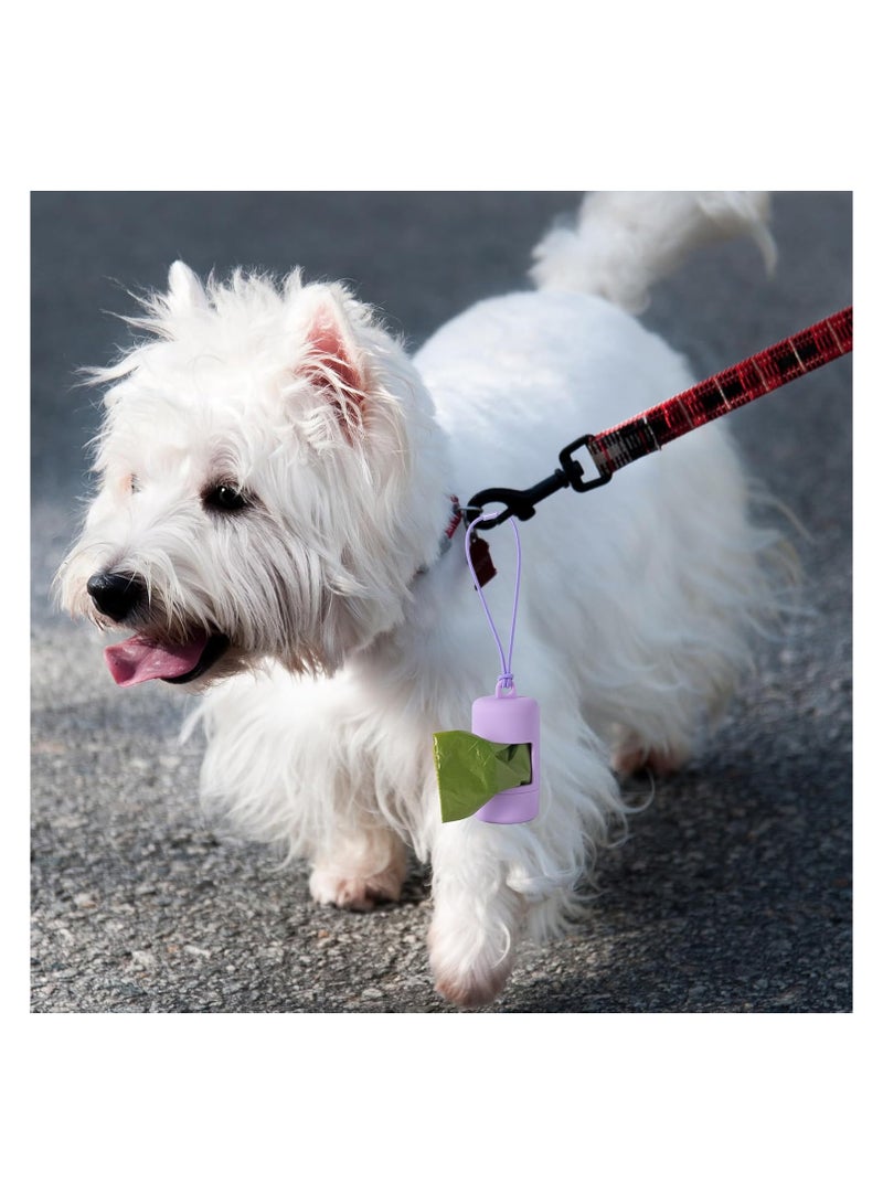 Dog Poop Bag Holder for Leash,2Pack Dogs Waste Bag Dispenser with Elastic Loop Protable Lightweight Plastic Holders for Pet Doggy,Light Blue and Purple - Image 2