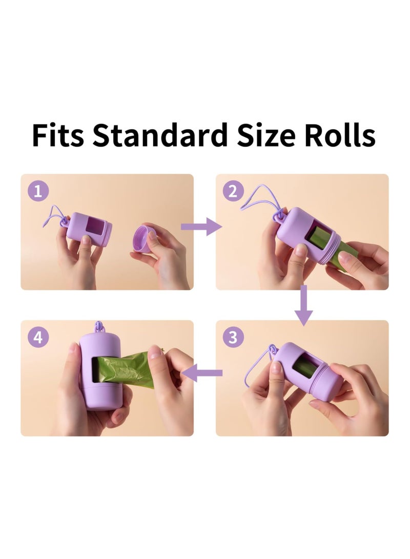 Dog Poop Bag Holder for Leash,2Pack Dogs Waste Bag Dispenser with Elastic Loop Protable Lightweight Plastic Holders for Pet Doggy,Light Blue and Purple - Image 4
