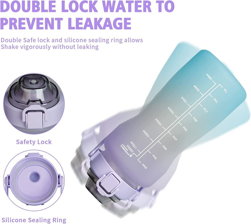 Dhavl 2 liter Motivational Water Bottle with Time Marker Fitness Sports Gym Water sipper Bottle for Adults Office Gym School Kids Water Bottle for Girls Boyspurple - Image 4