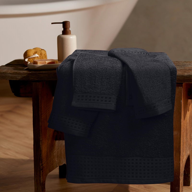 GLAMBURG Ultra Soft 3 Pack Cotton Towel Set  Contains a Bath Towel 28x55 inch  a Hand Towel 16x24 inch & a Wash Coth 12x12 inch  Ideal Everyday use  Compact & Lightweight - Black - Image 3