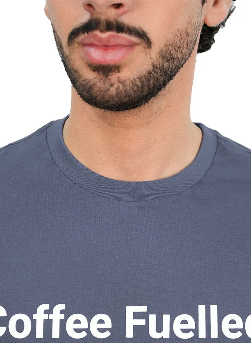 GIORDANO  Men’s Slim Cotton Crew Neck Message Print Tee for Men | Best Price UAE