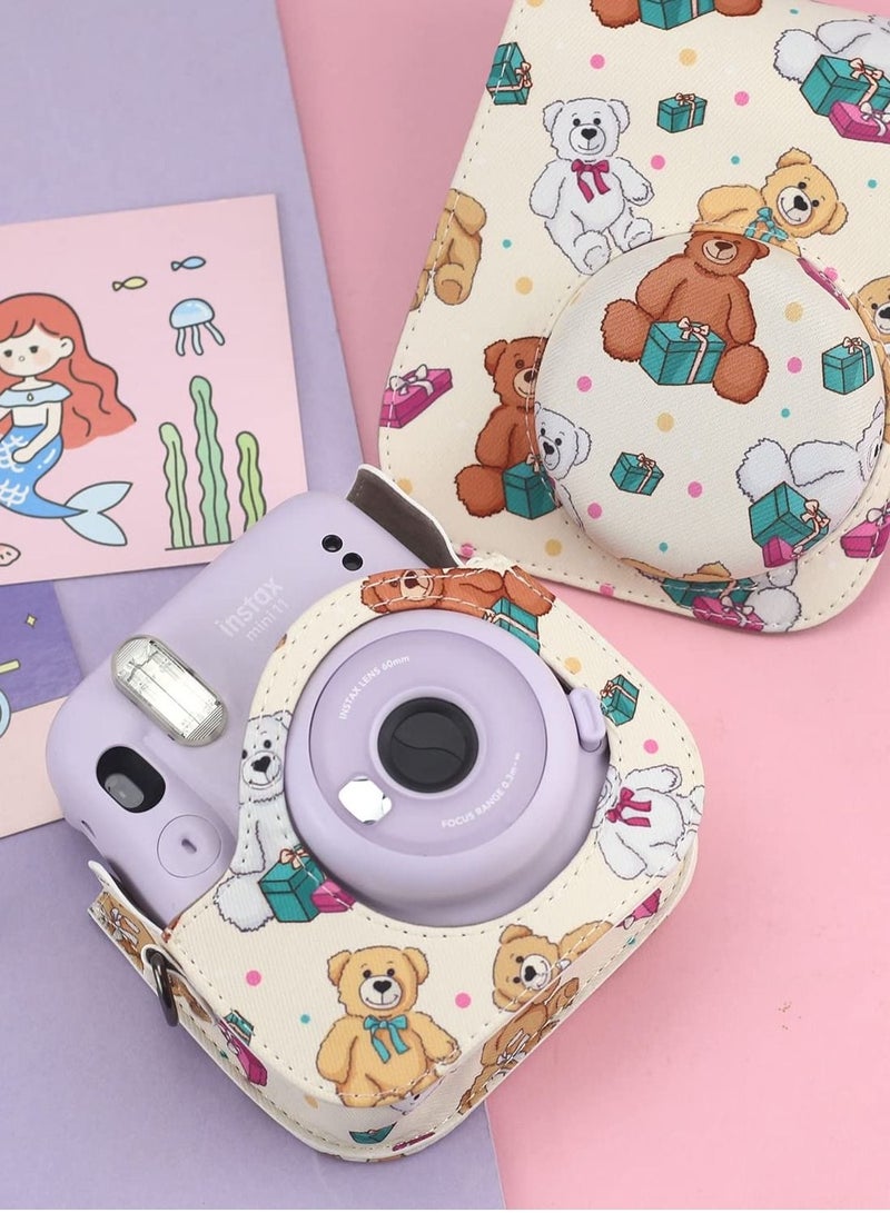 Case for Fujifilm Instax Mini 11 / 9 / 8 Instant Film Cameras with Accessory Pocket and Detachable/Adjustable Shoulder Strap (Little Bear) - Image 4