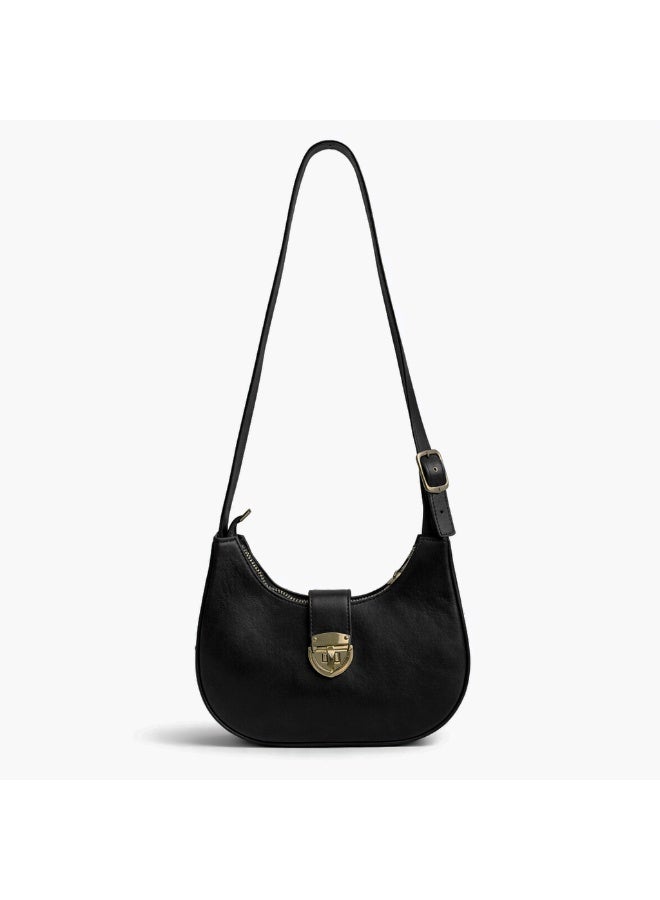 A stylish women's shoulder bag with a design that combines elegance and practicality, featuring a distinctive gold clasp and an adjustable strap. - Image 4