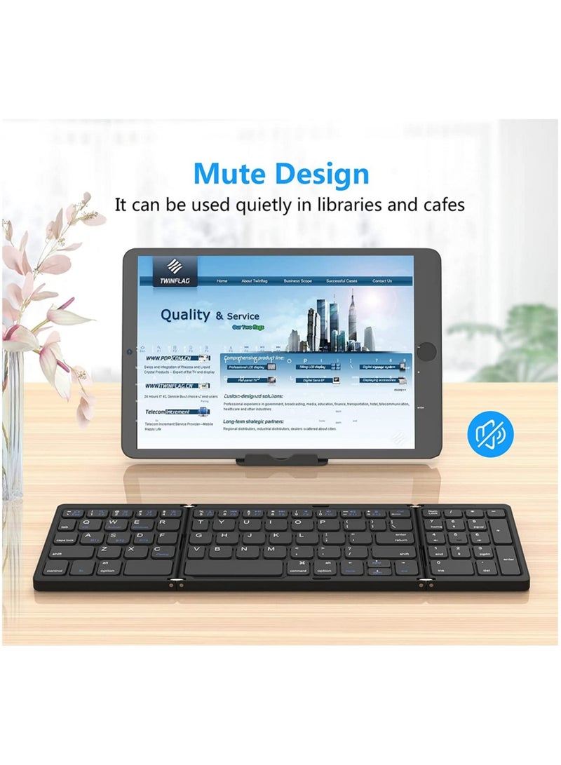 ELTRAZONE Foldable Bluetooth Keyboard Folding Wireless Portable Keyboard with Numeric Keypad, USB-C Rechargeable for iOS Android Windows System Laptop Tablet Smartphone Device  - Image 3
