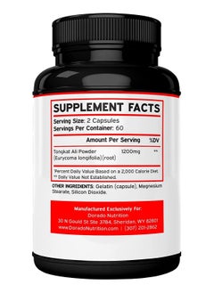 DORADO NUTRITION Tongkat Ali Extract 1200mg - 120 Capsules  - Image 2