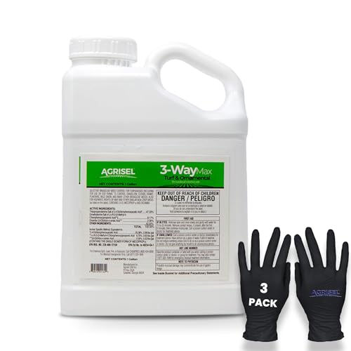 Agrisel 3 Way Max Weed Killer, Eliminate 50+ Weeds, Safe on Grass, Weed Spray, Pet Safe, Low Odor, Easy Mixing, Includes 3-Pack of Agrisel Protective Gloves, 128 Ounces - Image 1