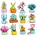 Asoulin 24PCS Flowers Succulents Building Blocks Easter Gifts for Kids Party Favors Goodie Bag Stuffers Classroom Prizes Prefilled Easter Basket Treasure Box Toy Birthday Return Gifts for Boys Girls Ages 6 - Image 2