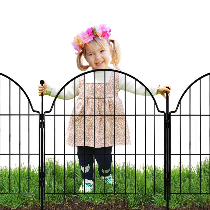 Blingluck 6 Panels No Dig Decorative Garden Fence, 25in (H) x 12.2ft (L) Animal Barrier Fencing for Dog, Easy Install Temporary Fence for Yard, Rustproof Wire Garden Border - Image 1
