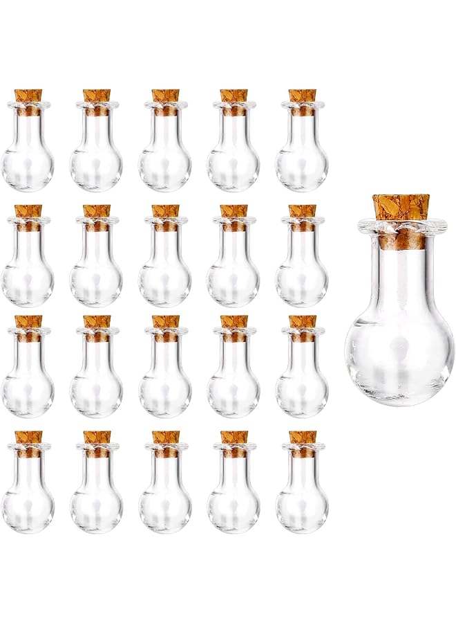 إيروريكس زجاجات زجاجية صغيرة مع سدادات، عبوة من 20 زجاجة صغيرة مزخرفة للحرف اليدوية وحفلات الزفاف، زجاجات فارغة مثالية للديكور والمشاريع الإبداعية - Image 1