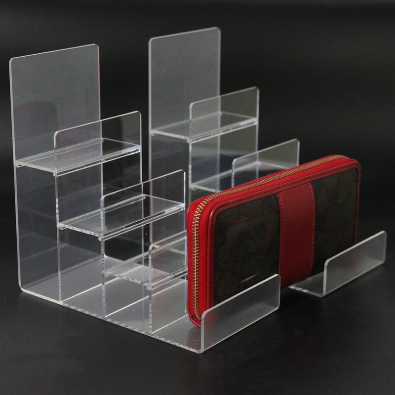 Professional Display Clear Acrylic Display Stand Acrylic Riser Display Shelf for Amiibo Funko POP Figures Acrylic Wallet Display Organizer Holder 4Tier 2pcs 