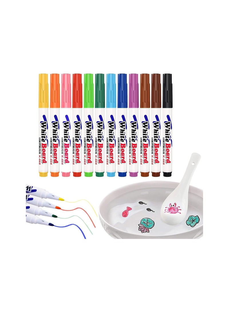 Plan A 12 Colors Whiteboard Markers Set, Magic Water Drawing and Coloring Markers, Magic Drawing Markers, Whiteboard Markers, Water Based Drawing Markers Eco Friendly Coloring Pens for Teaching Drawing - Image 1