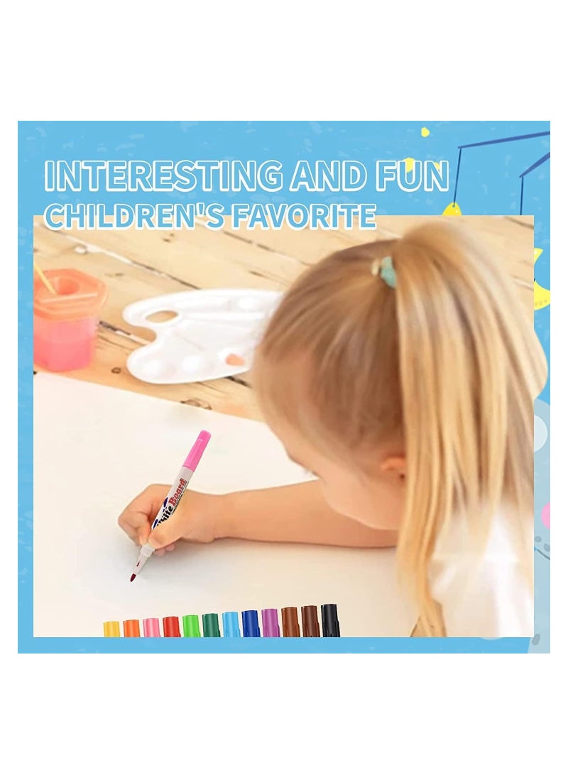 Plan A 12 Colors Whiteboard Markers Set, Magic Water Drawing and Coloring Markers, Magic Drawing Markers, Whiteboard Markers, Water Based Drawing Markers Eco Friendly Coloring Pens for Teaching Drawing - Image 3