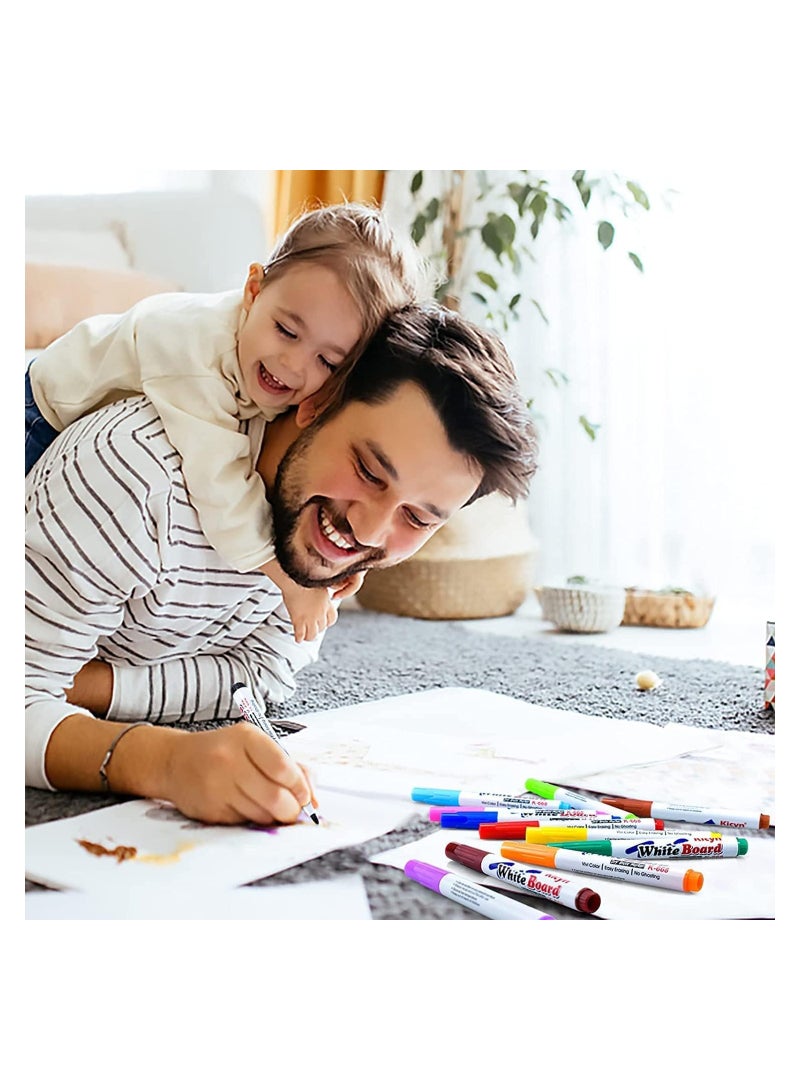 Plan A 12 Colors Whiteboard Markers Set, Magic Water Drawing and Coloring Markers, Magic Drawing Markers, Whiteboard Markers, Water Based Drawing Markers Eco Friendly Coloring Pens for Teaching Drawing - Image 2