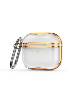 Generic Case Cover Electroplating Frame + Transparent TPU Earphone Protective Case with Hook For AirPods 3 Transparent + Gold 