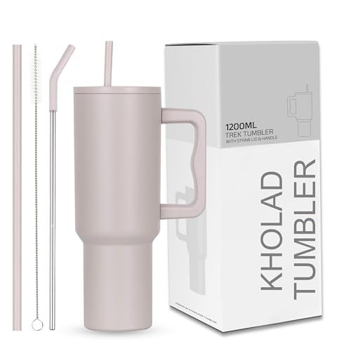KHOLAD Stainless Steel Vacuum Insulated Tumbler with Lid and Straw Pack of 1 Quencher H2.0 FlowState Coffee Sipper for Water, Iced Tea or Coffee, Smoothie and More 1200ml (Oatmeal - 40oz) - Image 1