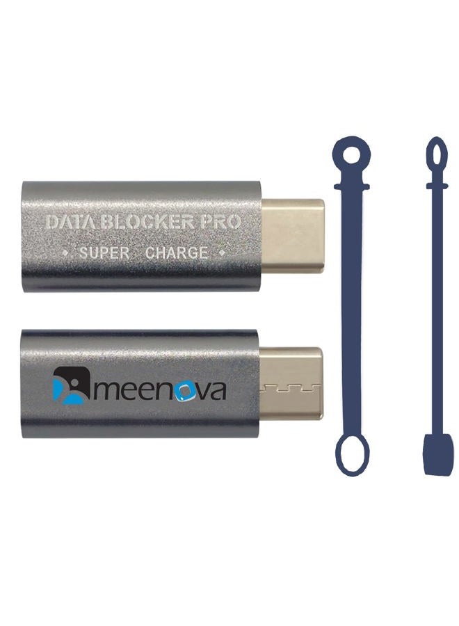 Meenova 2023 Upgraded USB C Data Blocker Pro, USB-C Female to USB C Male Adapter, 5A50V 20V3A60W with Smart chip, Security Converter to Protect Data, Juice-Jack Defender Protect Against Juice Jacking, Grey - Image 1