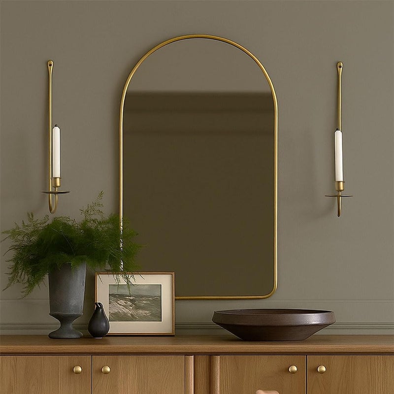 Remenna Wall Candle Holders Set of 2 Handcrafted Wrought Iron Sconces with Gold Finish, Easy to Install Modern Candle Holders for Living Room, Bedroom, Hallway, Wedding or Holiday Decor - Image 4