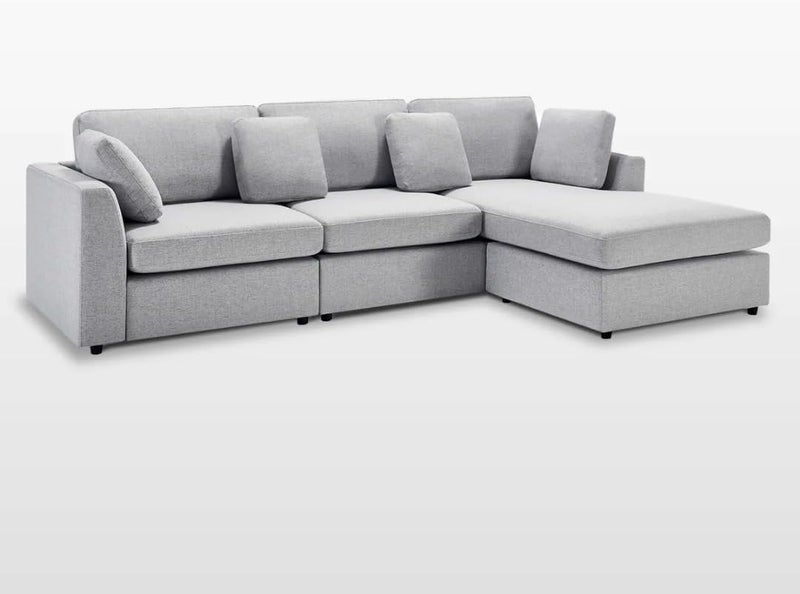 Modern 2-Piece Upholstered Sectional Sofa with Convertible Chaise Lounge - Light Gray - Image 4