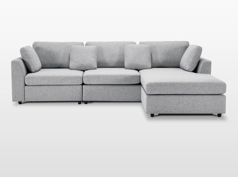 Modern 2-Piece Upholstered Sectional Sofa with Convertible Chaise Lounge - Light Gray - Image 5