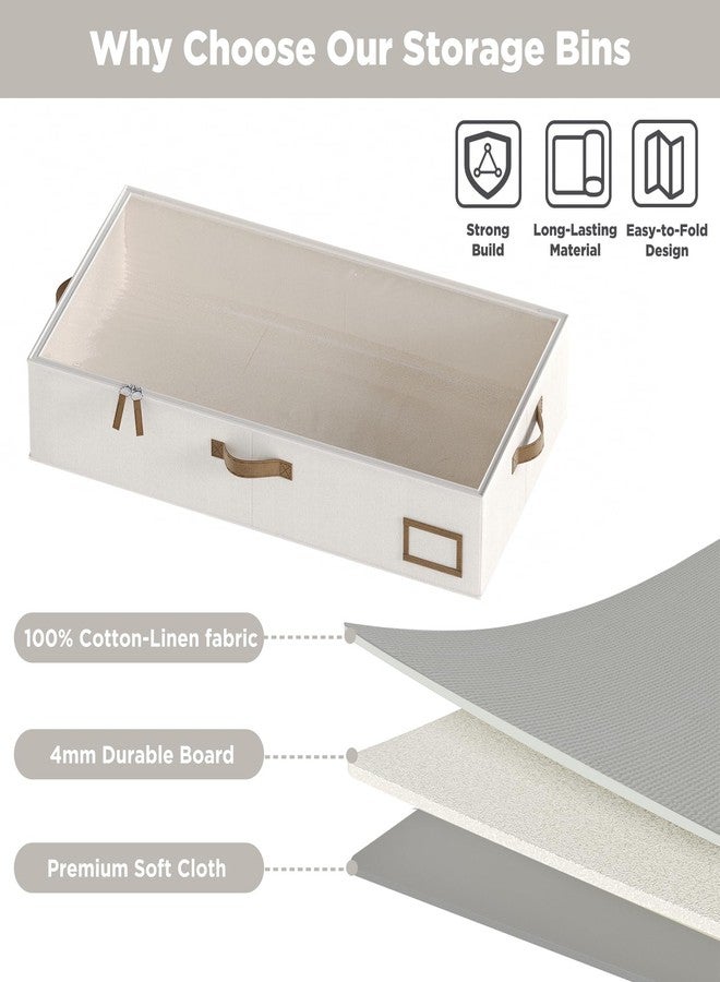 COYACOOL Under Bed Storage, Under Bed Storage Containers Bins for Clothes, Large Linen Underbed Closet Organization Bins, 2 Pack Collapsible Underbed Bin Dorm for Clothes, Sweater, Beige - Image 4