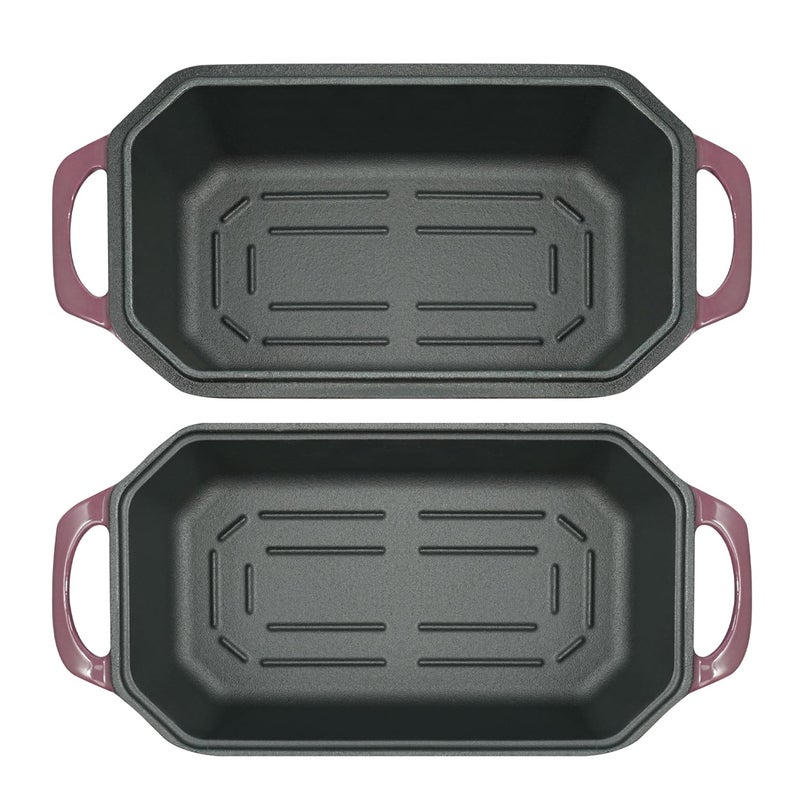 Flavehc Bread Pan Cast Iron Loaf Pan with Lid Bread Loaf Pan 8.5x4.5 Inch Loaf Pan Enameled Cast Iron Sourdough Loaf Pan, Magenta - Image 3
