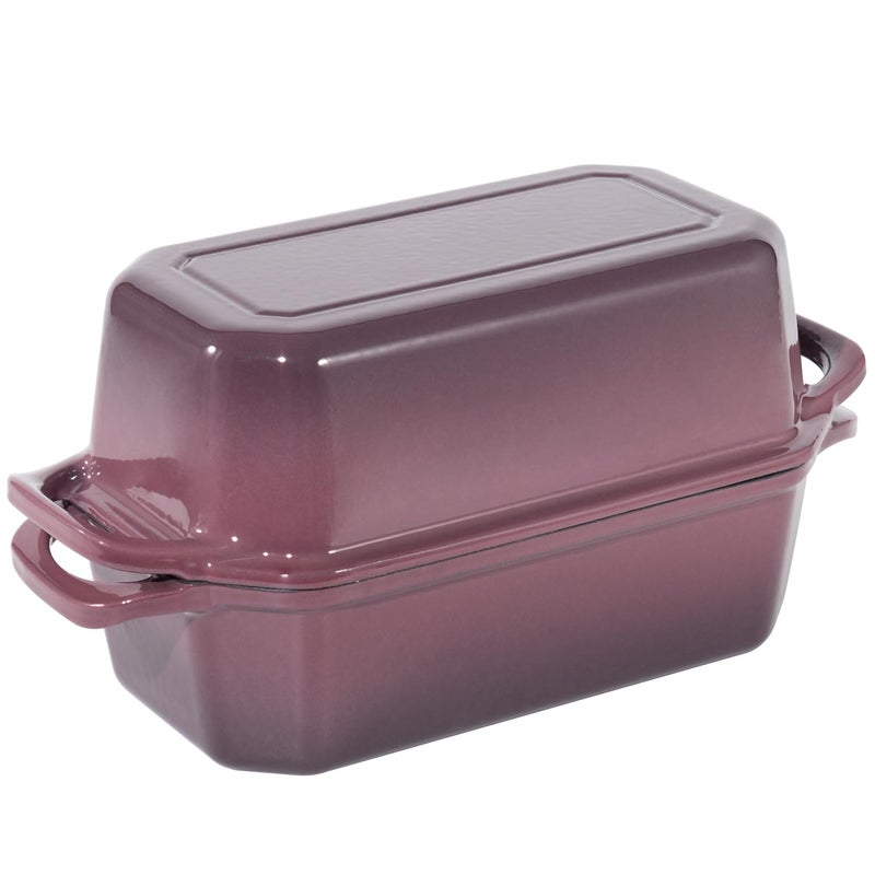 Flavehc Bread Pan Cast Iron Loaf Pan with Lid Bread Loaf Pan 8.5x4.5 Inch Loaf Pan Enameled Cast Iron Sourdough Loaf Pan, Magenta - Image 1