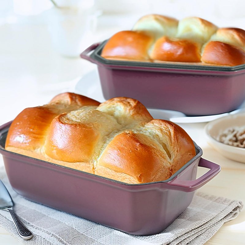 Flavehc Bread Pan Cast Iron Loaf Pan with Lid Bread Loaf Pan 8.5x4.5 Inch Loaf Pan Enameled Cast Iron Sourdough Loaf Pan, Magenta - Image 5