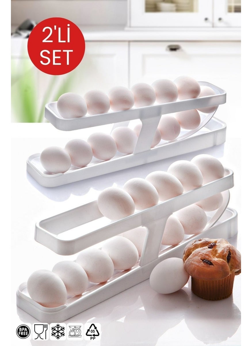 Nandy Home Set of 2 2-Tier Automatic Egg Organizer  - Image 1