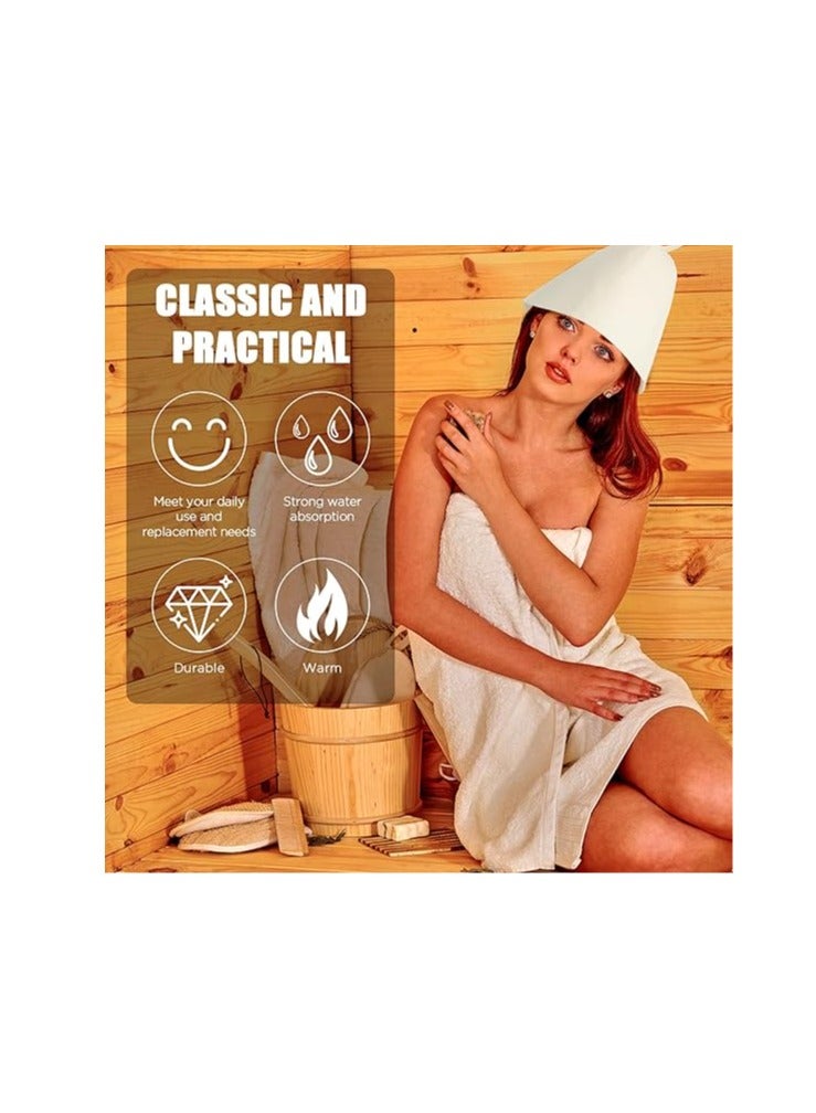 SYOSI Sauna Hat, Shower Cap, 2Pcs Felt Sauna Cap  for Women and Men with Hang Loop, Russian Felt Bath Hat Vaporarium Hat, Sauna Bathing Protect Hair, Stylish Sauna Hat Spa Hat Absorb Water - Image 5