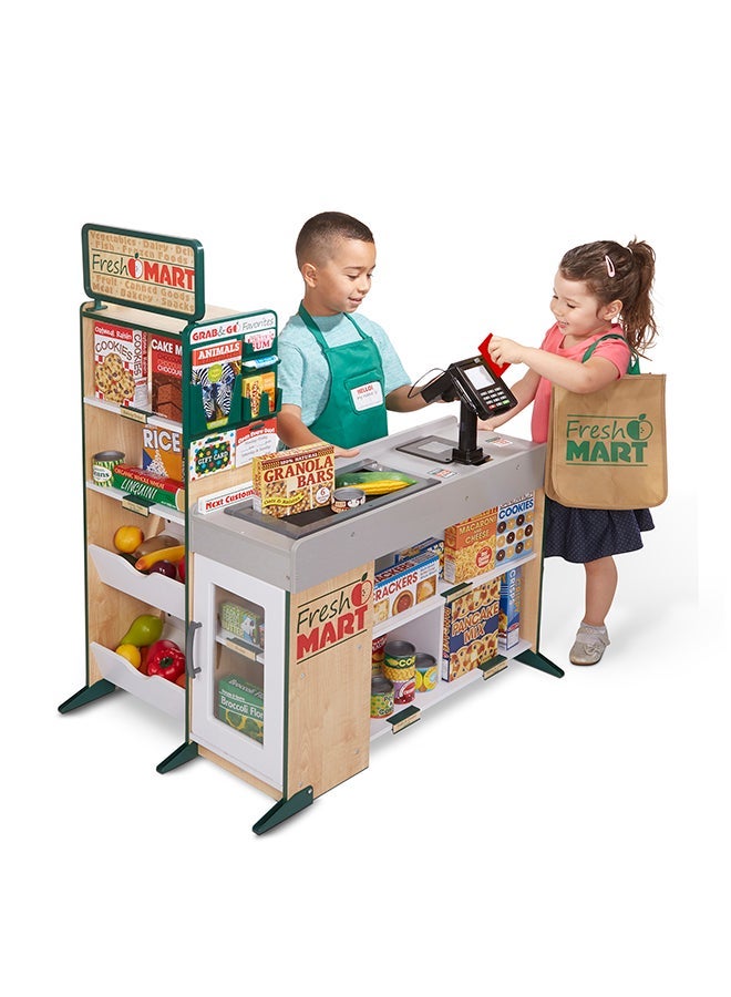 Melissa & Doug Freestanding Wooden Fresh Mart Grocery Store - Supermarket Pretend play - Image 1
